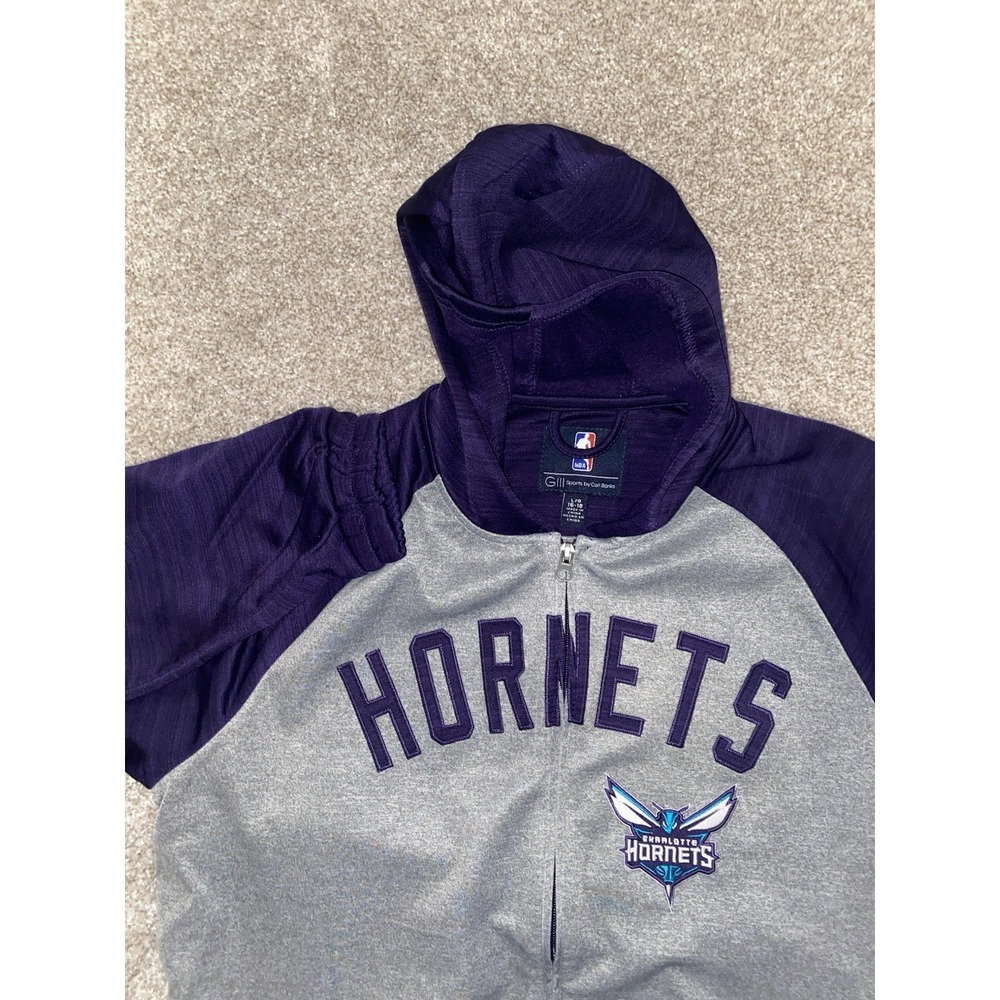 NBA Apparel Charlotte Hornets Fleece Hoodie Mens Size Large Gray/Purple Outdoor